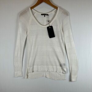 NWT Rag & Bone Genevieve‎ Raglan Pullover Top Knit Sweater White XS **FLAW**